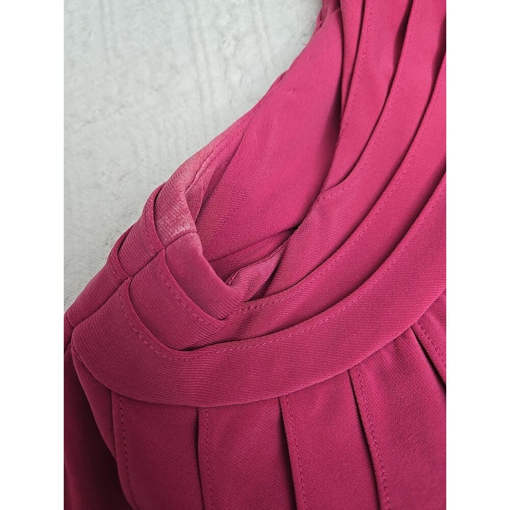 Adrianna Papell Size 12 Shutter Pleated Tiered Pink Cocktail Evening Party Dress - Picture 9 of 9